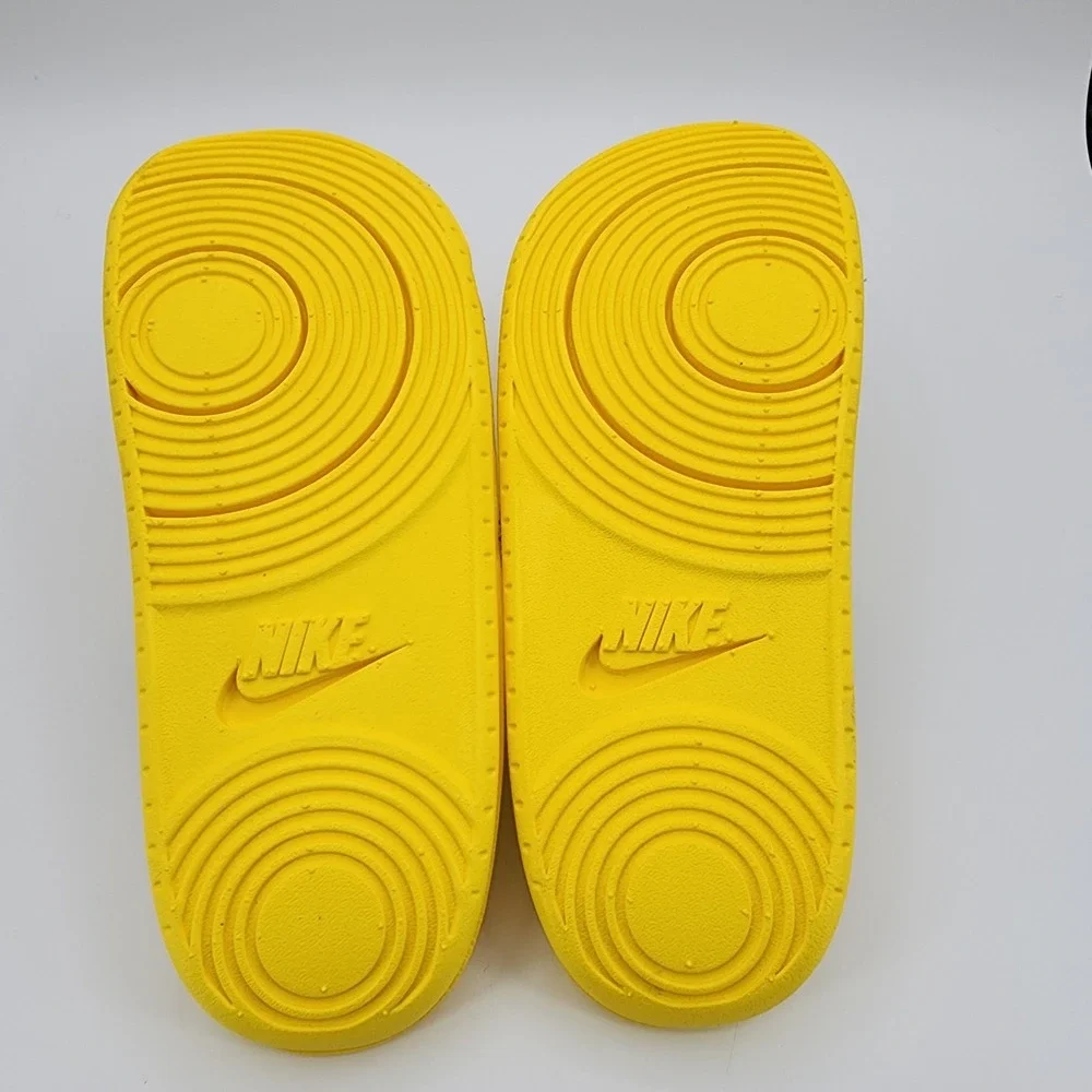 Nike Kobe Off Court Slides Mens 10 Lightning Yellow Black Mamba Logo Sandal‎ NEW